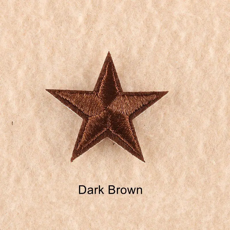 10Pcs Mini Star Embroidery Iron-On Patches – DIY Clothing Appliques Pentagram Stickers for Jackets, Jeans & Bags (Black, White, Gold)