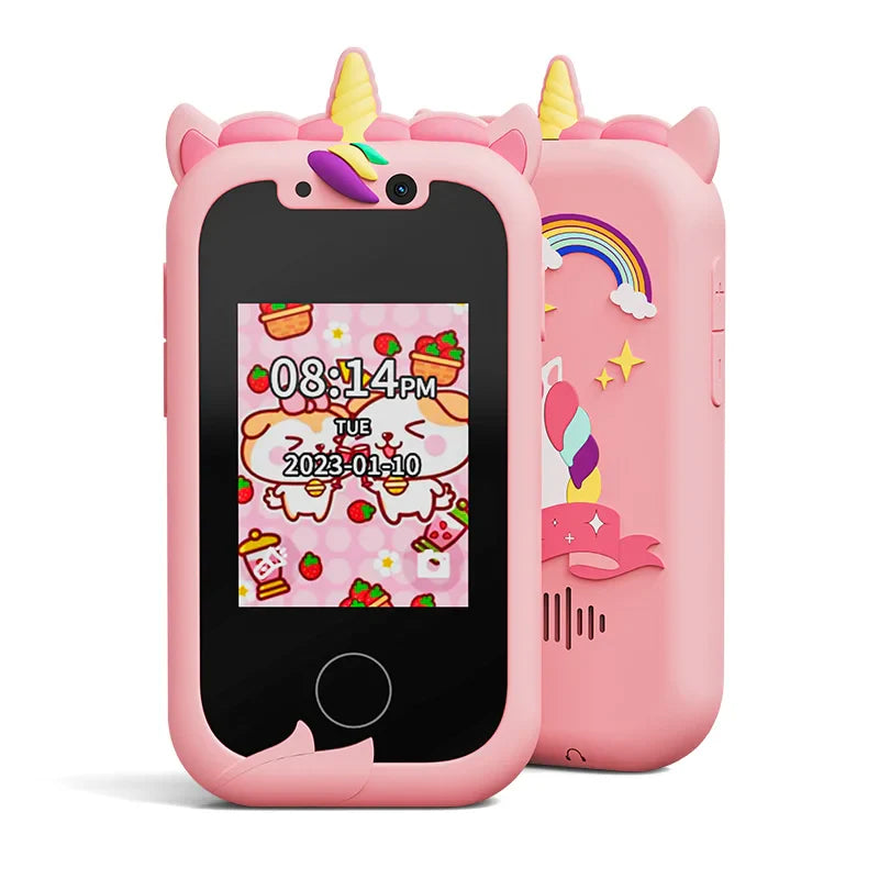 Children's Educational Phone Toy – Musical Unicorn Baby Mobile with Selfie Camera, 512MB TF Card, Birthday Gift for Babies