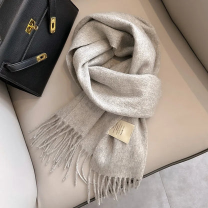 Winter Narrow Wool Scarf – 28 Colors, 100% Wool Solid Color Unisex Scarf for Men & Women, Warm and Cold-Proof
