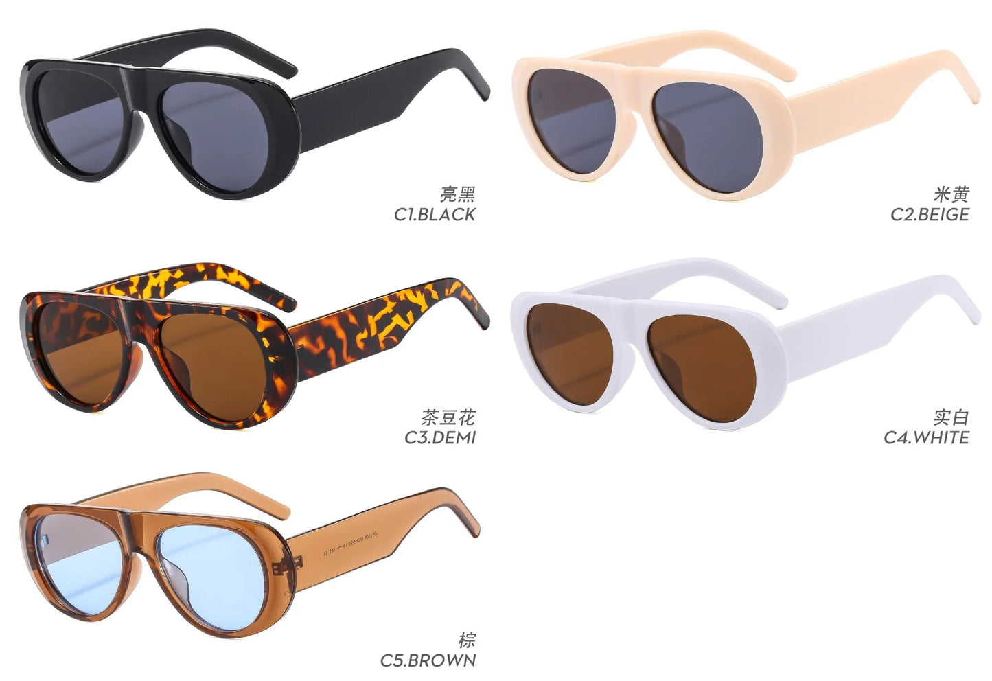 Fashion Retro Oval Large Frame Sunglasses — Minimalist Design UV-Resistant Eyewear for Women