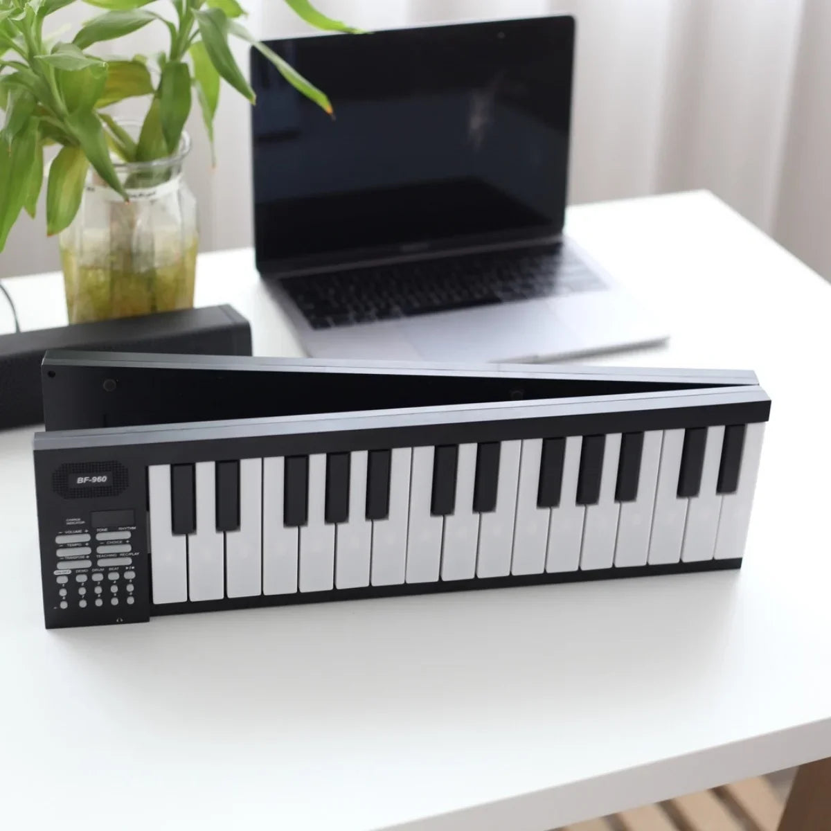 61 Key Foldable Electronic Piano - Portable Keyboard with LED Display, Built-In Battery & Musical Instrument Features