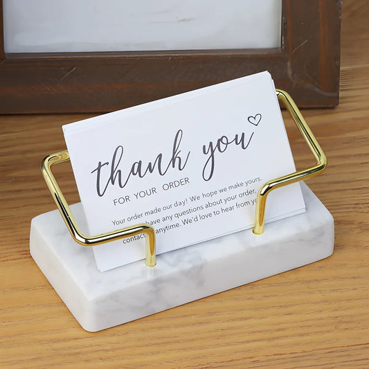 Marble Business Card Holder Desktop Organizer — Office Name Card Display & Memo Storage Stand