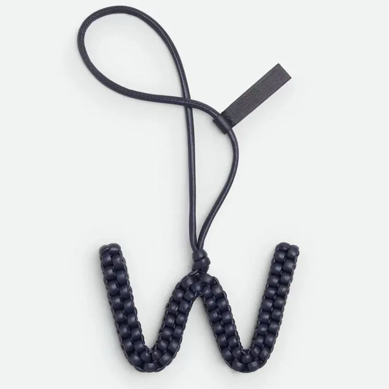 Woven Leather Letter Bag Charm – Luxury Handwoven Pendant Ornament for Women’s Handbags, Fashionable Bag Decoration Accessory