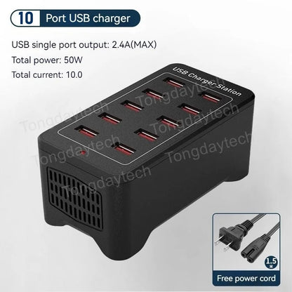 300W Universal Multi USB Charger Station – 60-Port Fast Charging for iPad, iPhone 11/12/13 Pro Max, Samsung Tablet