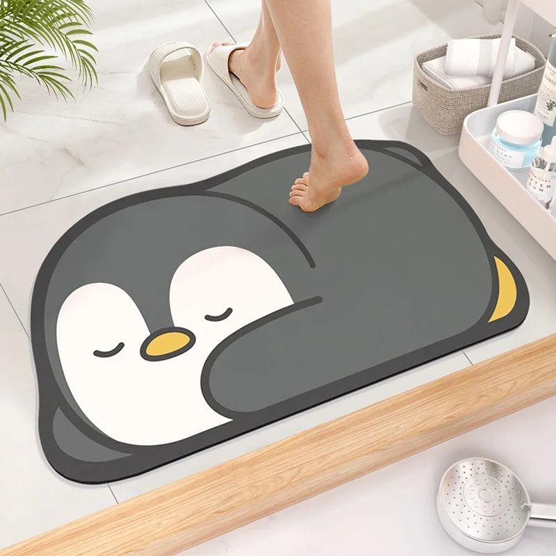 Cute Diatom Super Absorbent Bathroom Mat – Cartoon Non-Slip Mud Toilet Pad, Quick-Drying Floor Mat