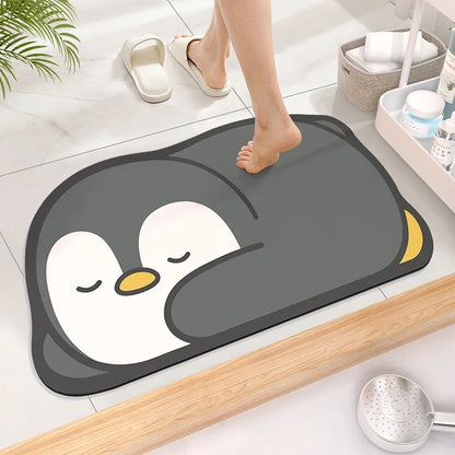 Cute Diatom Super Absorbent Bathroom Mat – Cartoon Non-Slip Mud Toilet Pad, Quick-Drying Floor Mat