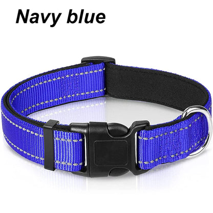 Reflective Dog Collar – Soft Neoprene Padded Nylon, Adjustable & Sturdy for Medium and Large Dogs
