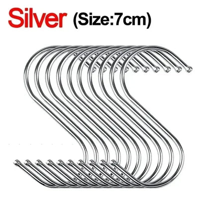 Stainless Steel Sharp Tip S Hooks – Hanging Utensil, Meat, and Clothes Hangers for Kitchen & Butcher Shop