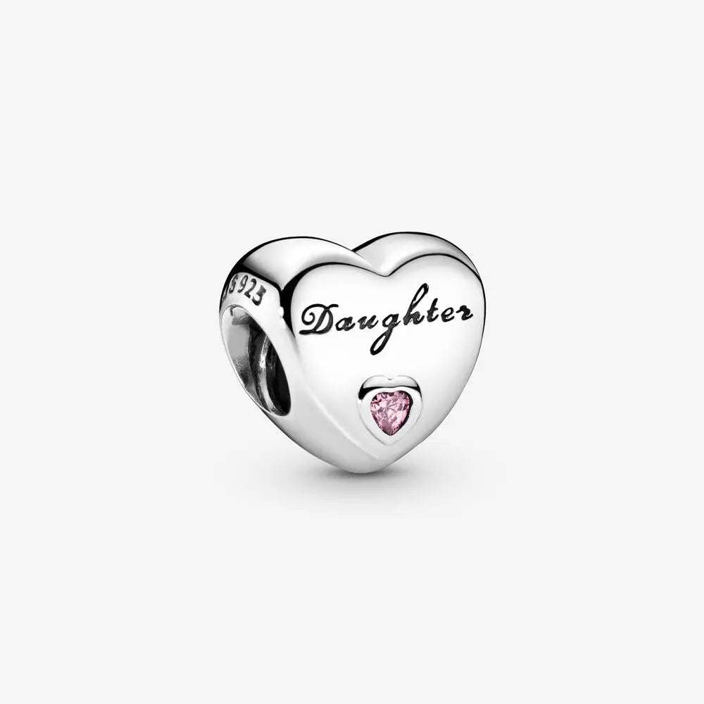 Europe 925 Silver Family Charm Pendant - Boy, Girl, Mom & Sisters Bead for Pandora Bracelet, Sparkling Dangle Jewelry