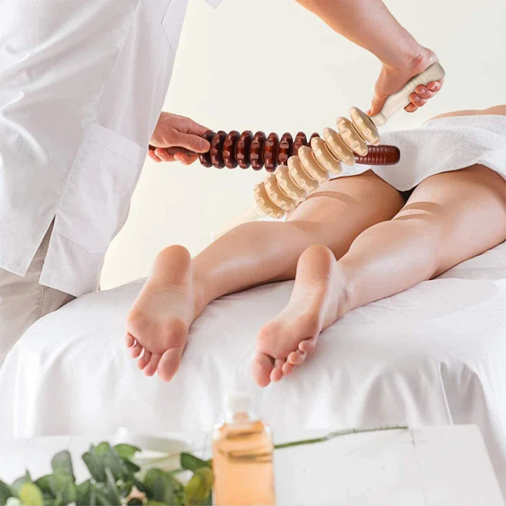 Curved Wooden Cellulite Roller – Body Shaping Massage Tool for Stomach & Lymphatic Drainage Therapy