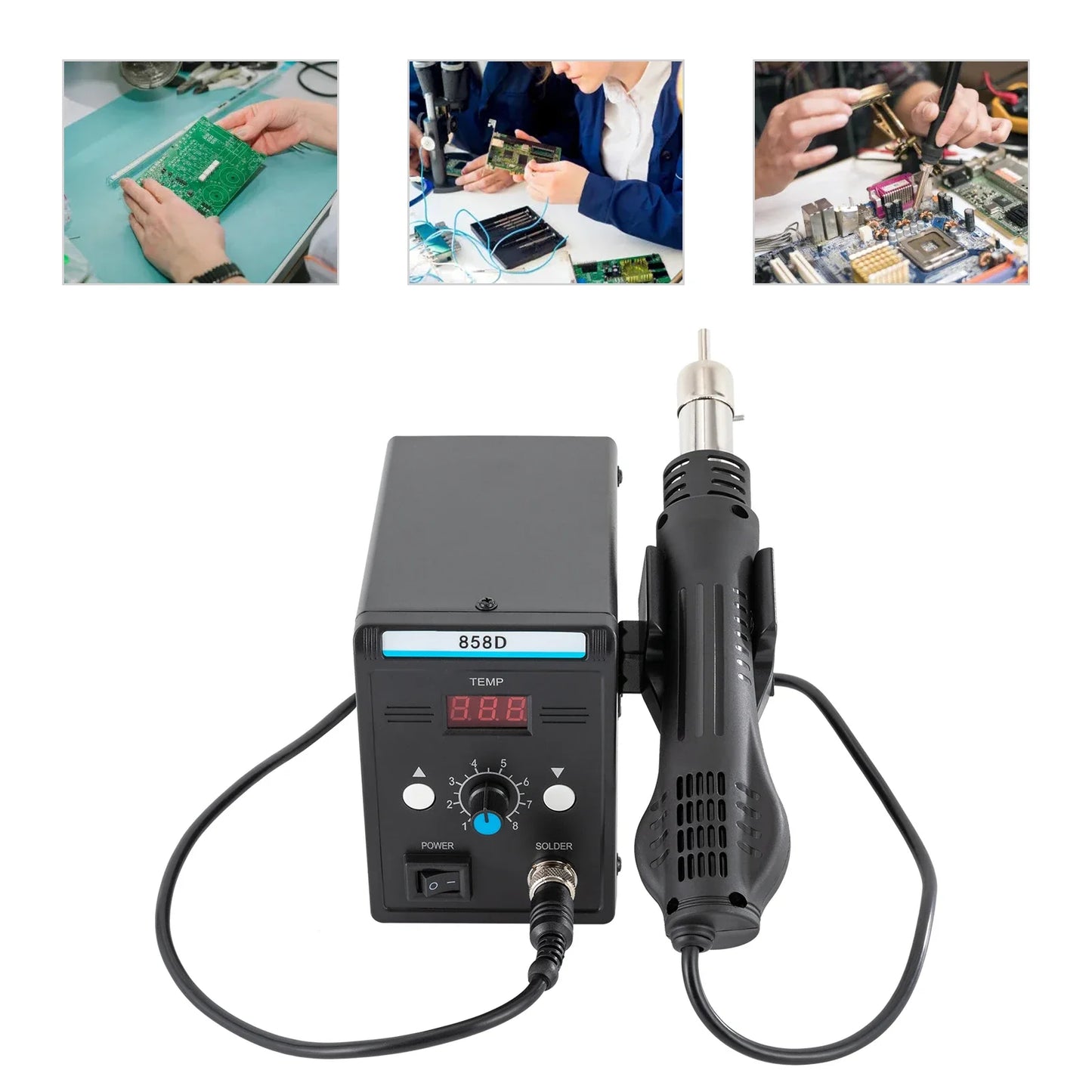 700W Hot Air Rework Station with Heat Gun – SMD Soldering Set, Adjustable Temperature & LED Display for Electronics Repair