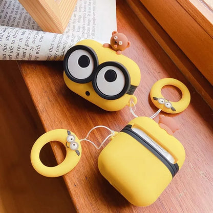 3D Cartoon Bear Silicone Case for AirPods 4 & AirPods Pro 2 — Cute Big Eyes Earphone Cover 2024