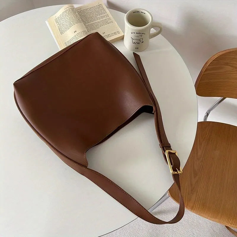Solid Fashion Women Shoulder Bag | Minimalist PU Leather Crossbody Handbag | Versatile Bag for Work