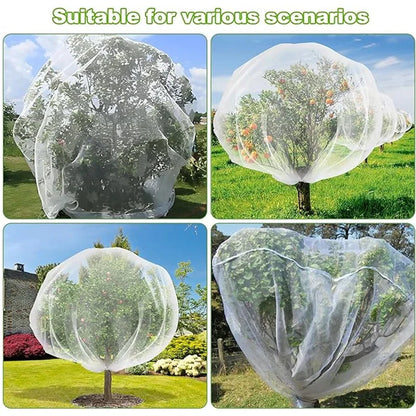 Large Fruit Tree Netting with Zipper & Drawstring – Transparent Insect & Bird Barrier Mesh for Garden Plants