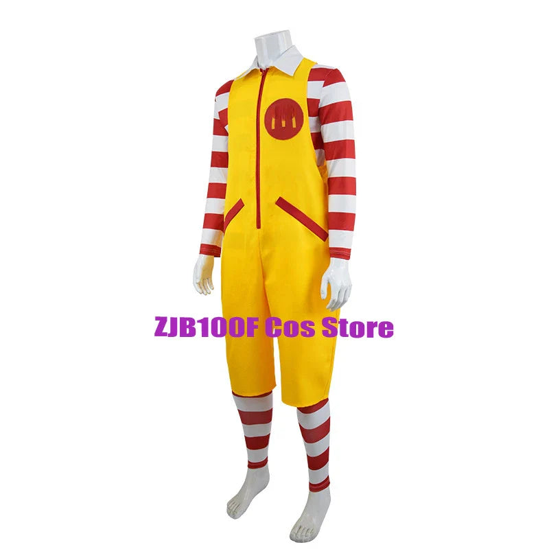 M Uncle Clown Cosplay Costume — Yellow Fast-Food Jumpsuit for Kids & Parent-Child Halloween, Christmas, Anime Role Play