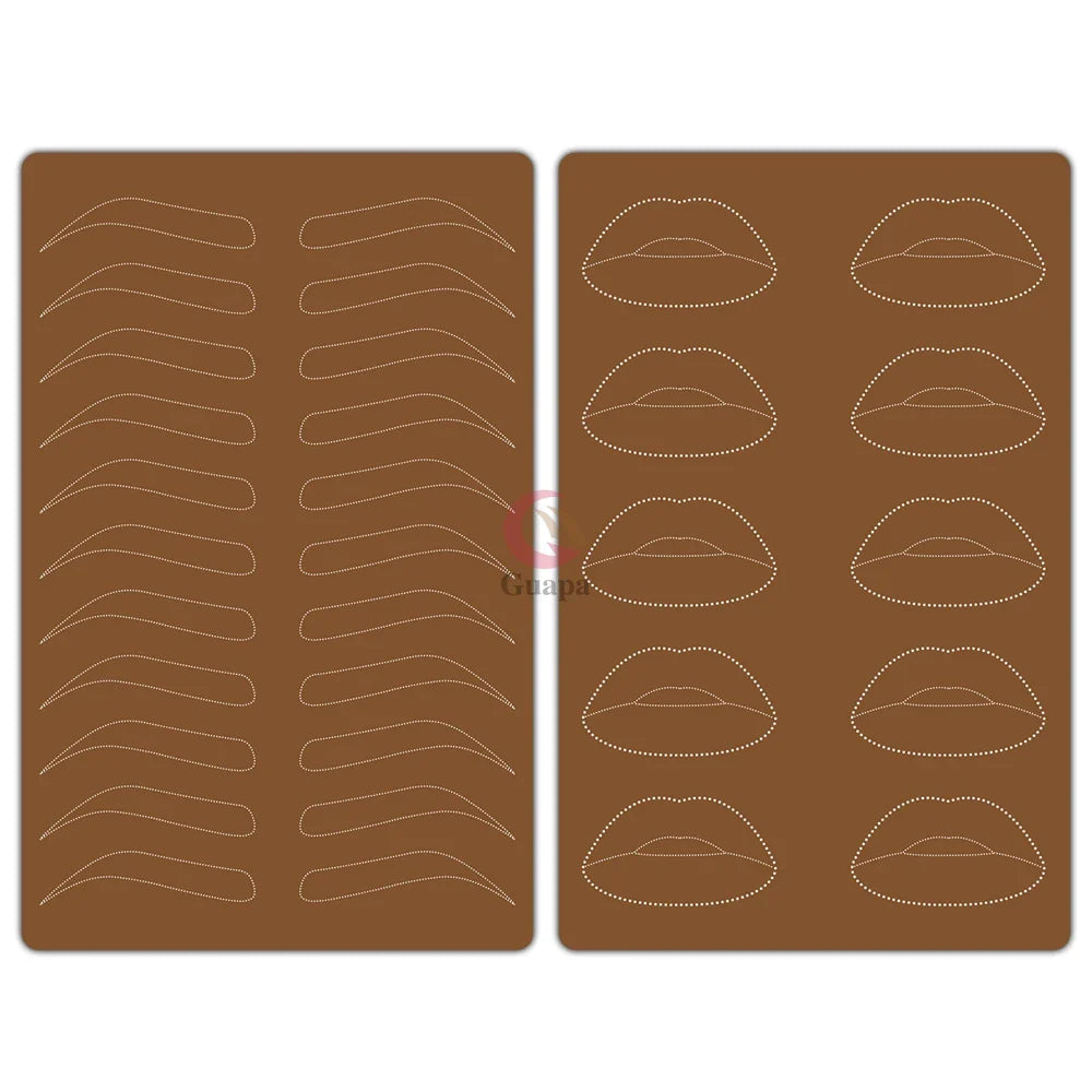 Silicone Practice Skin for Permanent Makeup — Double-Sided Latex Sheet with Brows Design for Hair Stroke Training