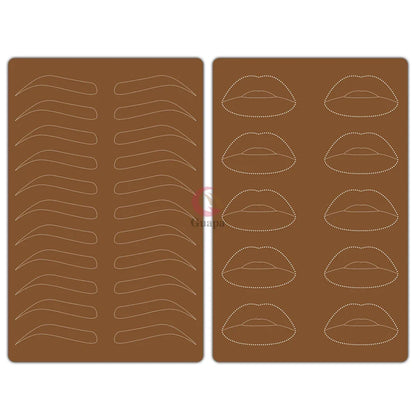 Silicone Practice Skin for Permanent Makeup — Double-Sided Latex Sheet with Brows Design for Hair Stroke Training