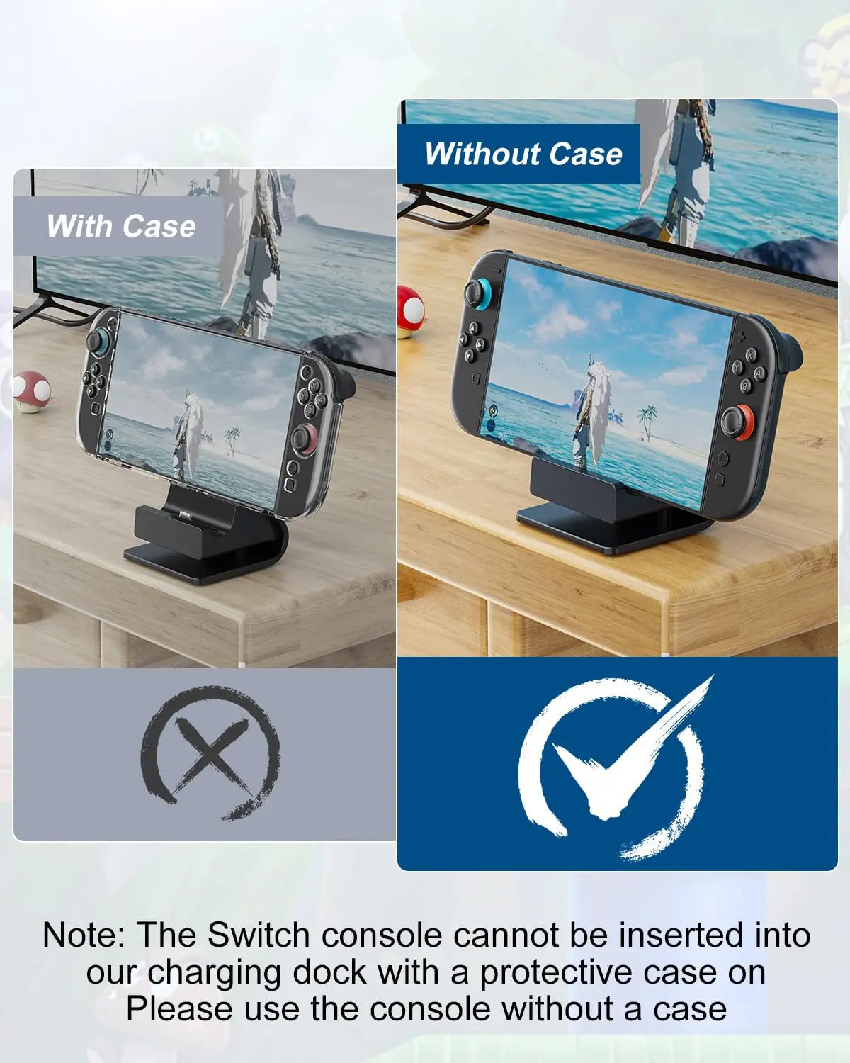 AOLION Switch 2 Charging Stand - Adjustable RGB Fast Charging Dock for Nintendo Switch 2 Console