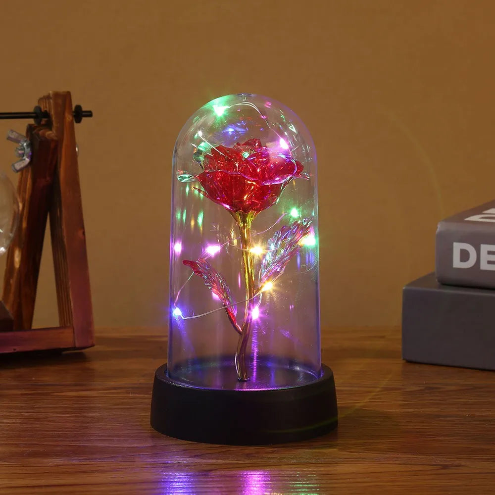 LED Enchanted Galaxy Rose with Fairy Lights — Eternal Beauty Rose in Dome for Valentine’s, Wedding & Mother’s Day