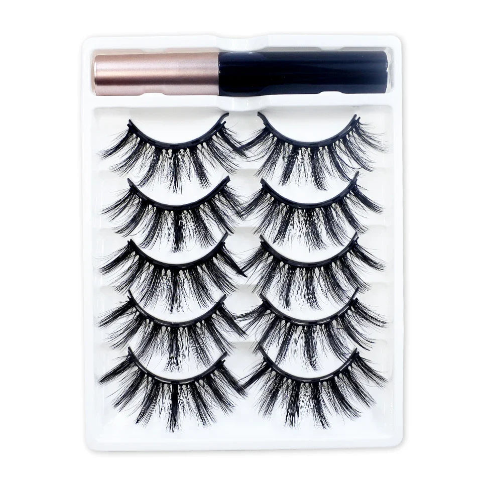 REDSIREN 5 Pairs Magnetic Eyelashes with Eyeliner – Reusable Thick Natural False Lashes