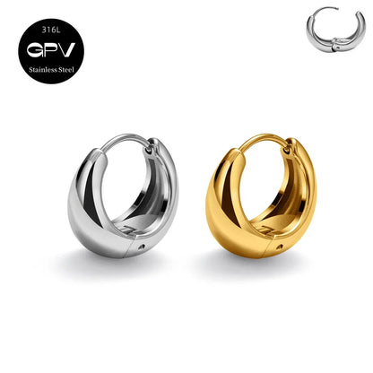 2PCS 316L Stainless Steel Earrings – Niche Design Perforated Luxury Jewelry for Women