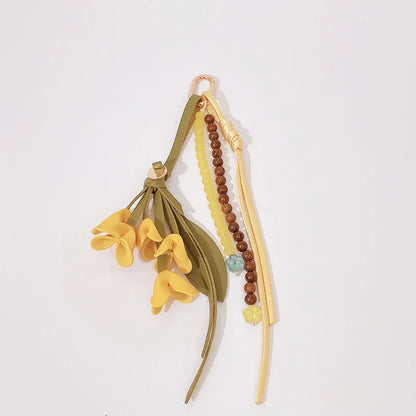 Genuine Leather Flower Bag Pendant Keychain – Original Handmade Osmanthus & Tulip Design, Exquisite Floral Charm for Bags & Accessories