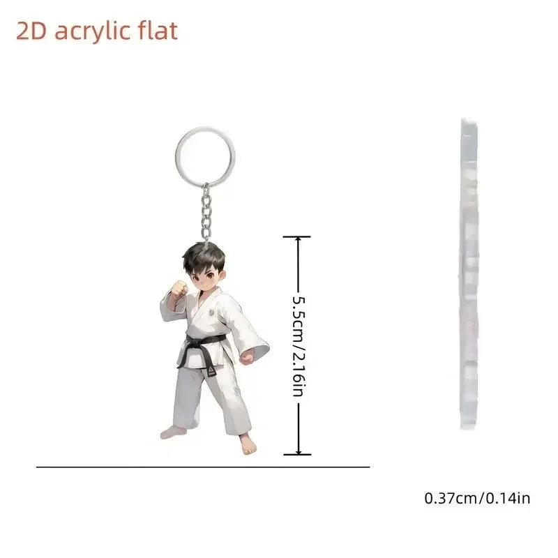 2D Flat Taekwondo Kung Fu Acrylic Keychain – Car Rearview Mirror and Backpack Pendant Accessory Gift