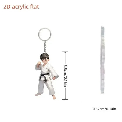 2D Flat Taekwondo Kung Fu Acrylic Keychain – Car Rearview Mirror and Backpack Pendant Accessory Gift