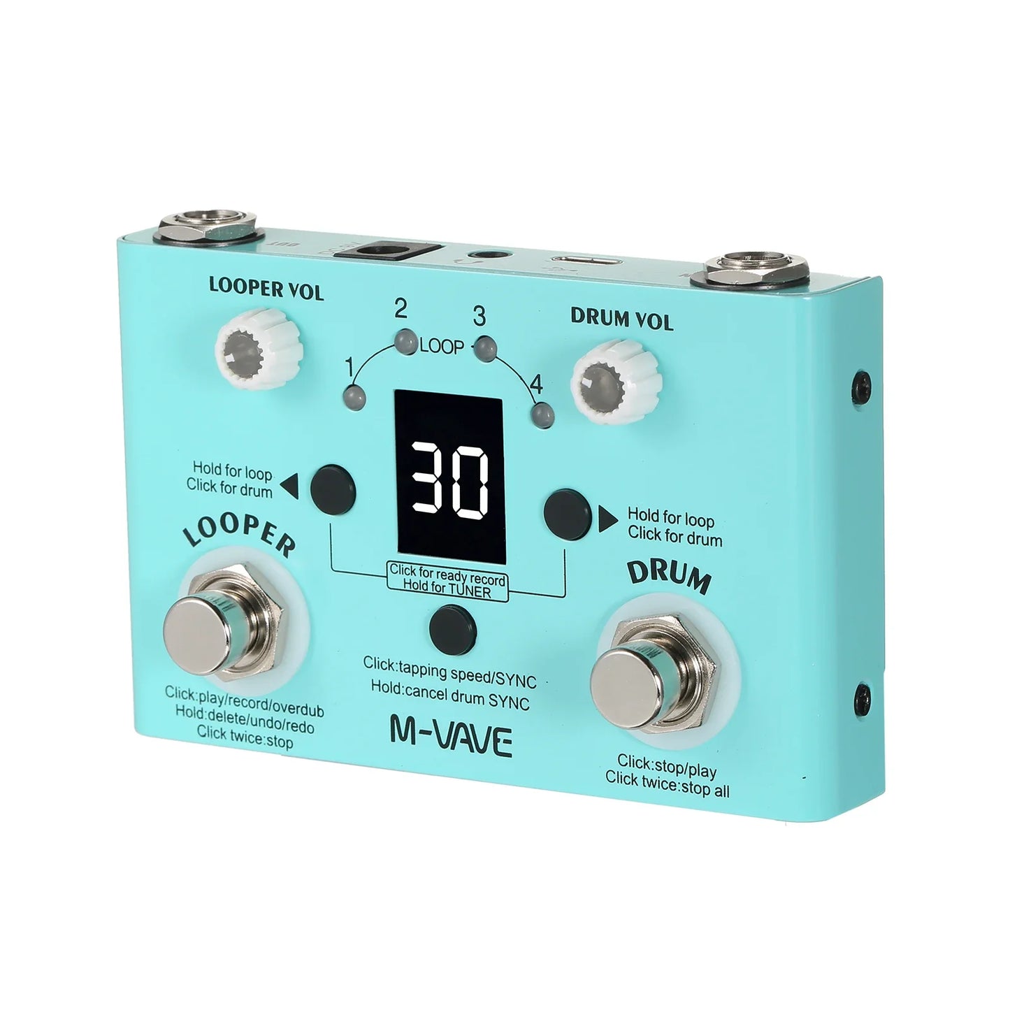 M-VAVE LOST TEMPO Effect Pedal – 2 in 1 Drum & Looper Mini Pedal with Double Footswitch, Drum Machine Pedal