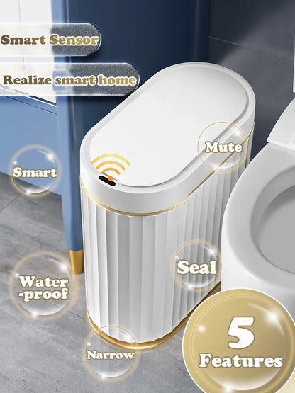 7/9L Automatic Sensor Trash Can – Smart Induction Garbage Bin with Roman Striped Design for Bathroom & Kitchen