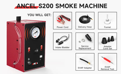 ANCEL S200 EVAP Smoke Leak Detector — Car & Motorcycle Diagnostic Smoke Machine for Vacuum, Oil & Fuel Pipe Leak Detection