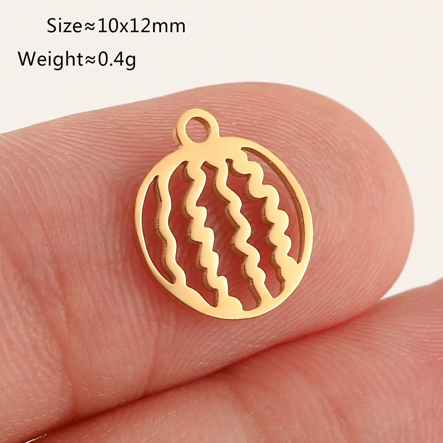 5pcs Stainless Steel Fruit Charms – Strawberry, Cherry, Pineapple & Watermelon Pendants for DIY Bracelets & Necklace Jewelry Making