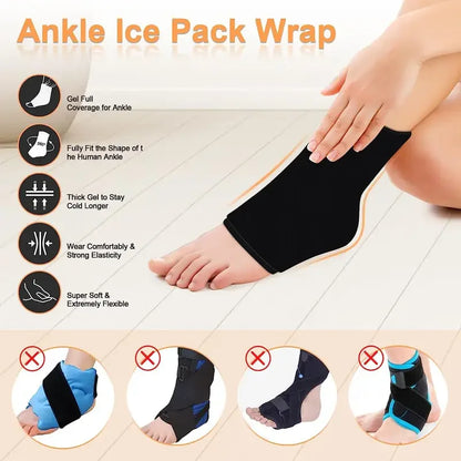 Stretchable Ankle Ice Pack Wrap — Cold Compression Therapy for Plantar Fasciitis & Sprained Ankles