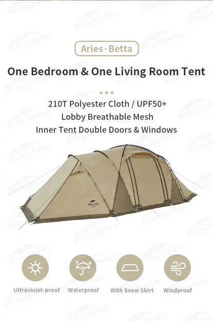 Naturehike Aries Tunnel Tent – 4-6 Person 4-Season Geodesic Outdoor Camping Tent, Double Layer, Large Travel Shelter