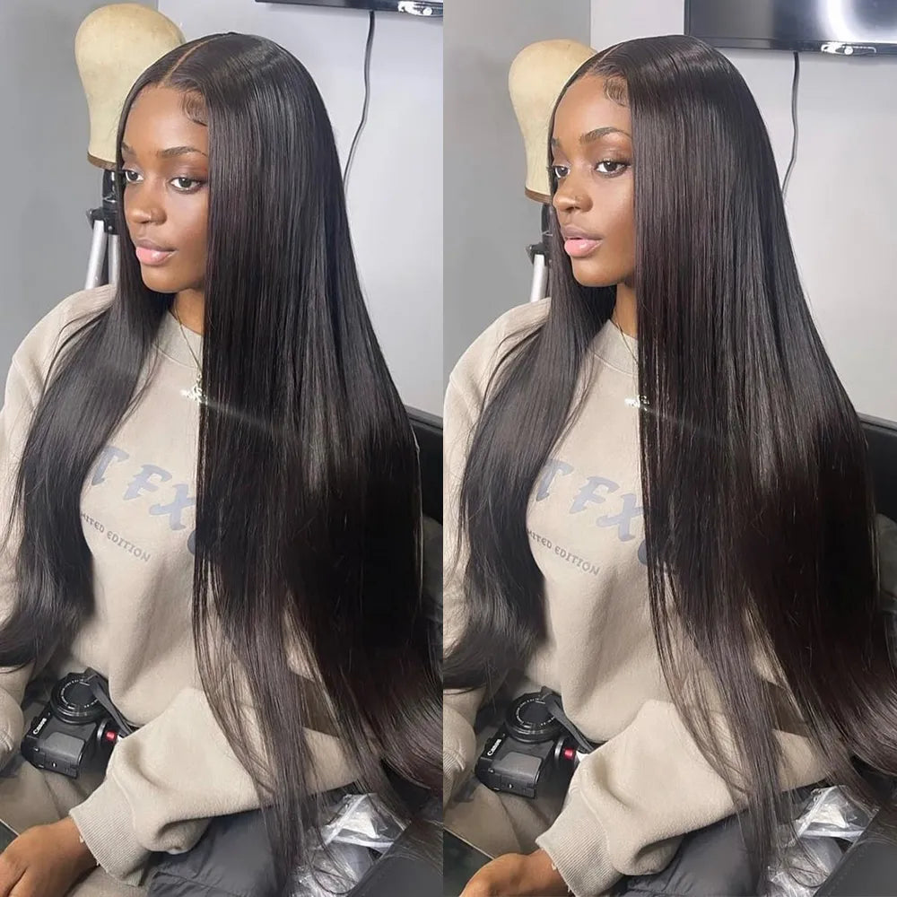 30 Inch Brazilian Bone Straight Lace Front Wig - HD Transparent 13X4 Lace Frontal, 4X4 Closure Human Hair Wigs for Women