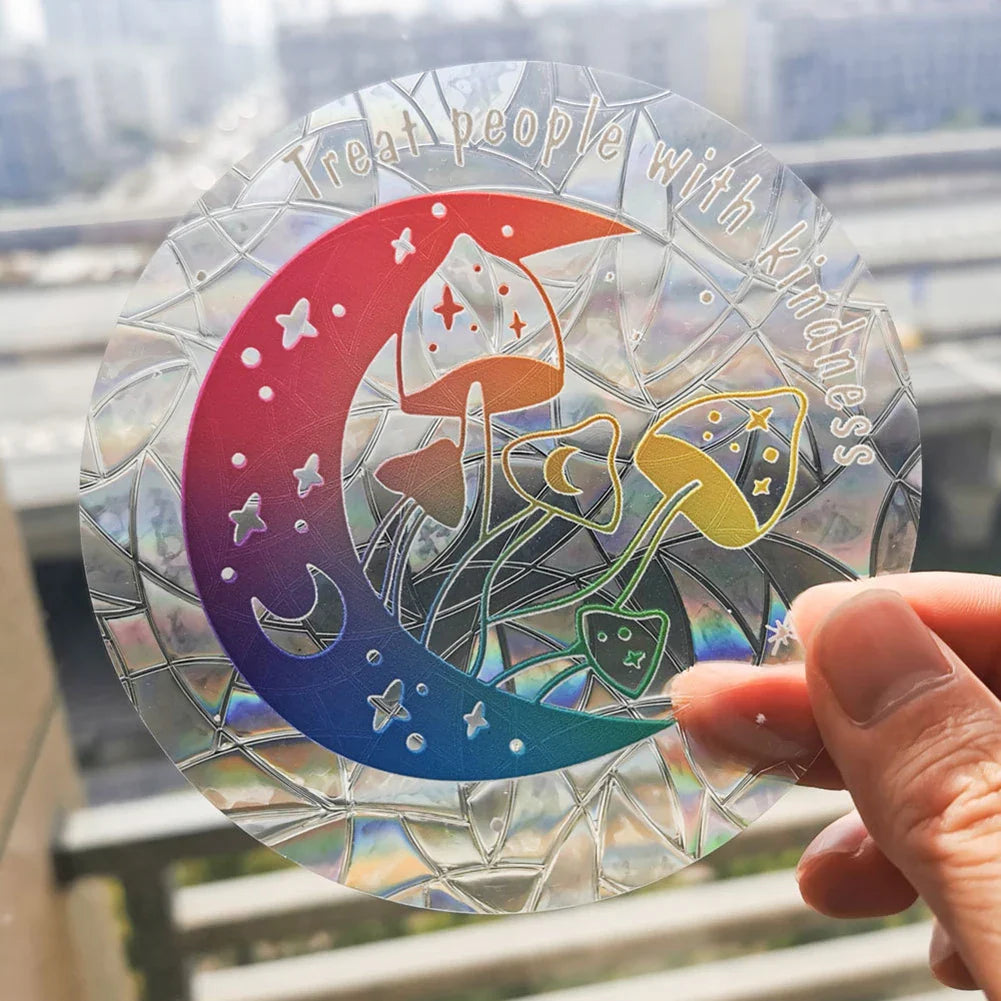 3D Rainbow Sun Catcher Window Film Sticker – Self-Adhesive PVC Light Catching Wall & Glass Decal for Home Decor & Motorcycle Styling