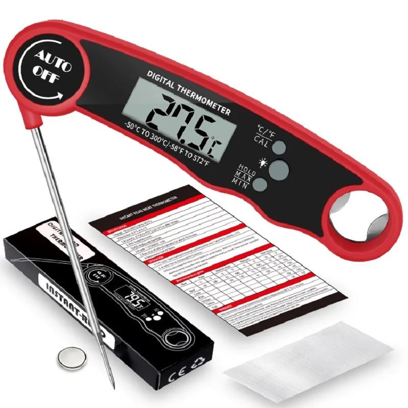 Professional Digital Meat Thermometer – Instant Read High Accuracy Waterproof Cooking Thermometer with Backlit Display for Grill, BBQ, Oven & Kitchen Use
