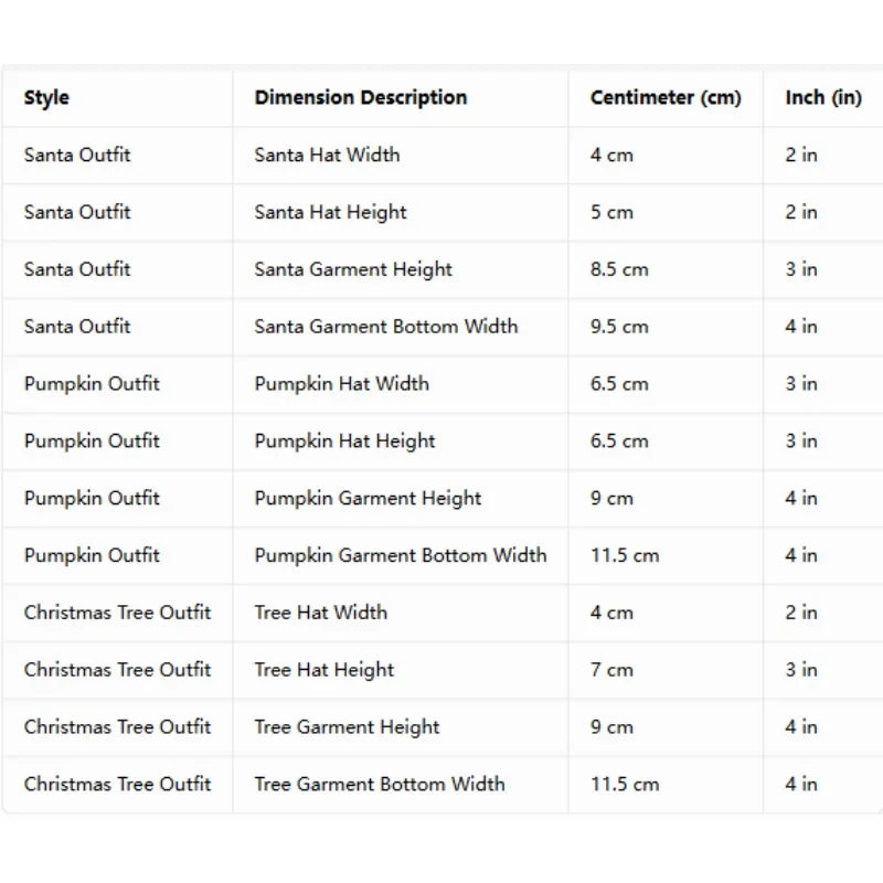 7-Inch Plush Goose Christmas Outfit Set - Soft Cotton Holiday Clothes for Desk Decor & Keychains (Goose Not Included)