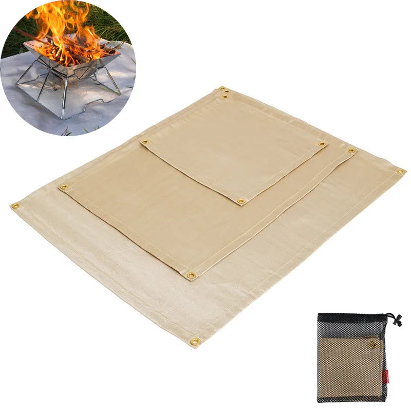 Outdoor Camping & BBQ Fire Protection Mat – High-Temperature Iron Fire Retardant Carpet for Picnic, Barbecue & Indoor Use
