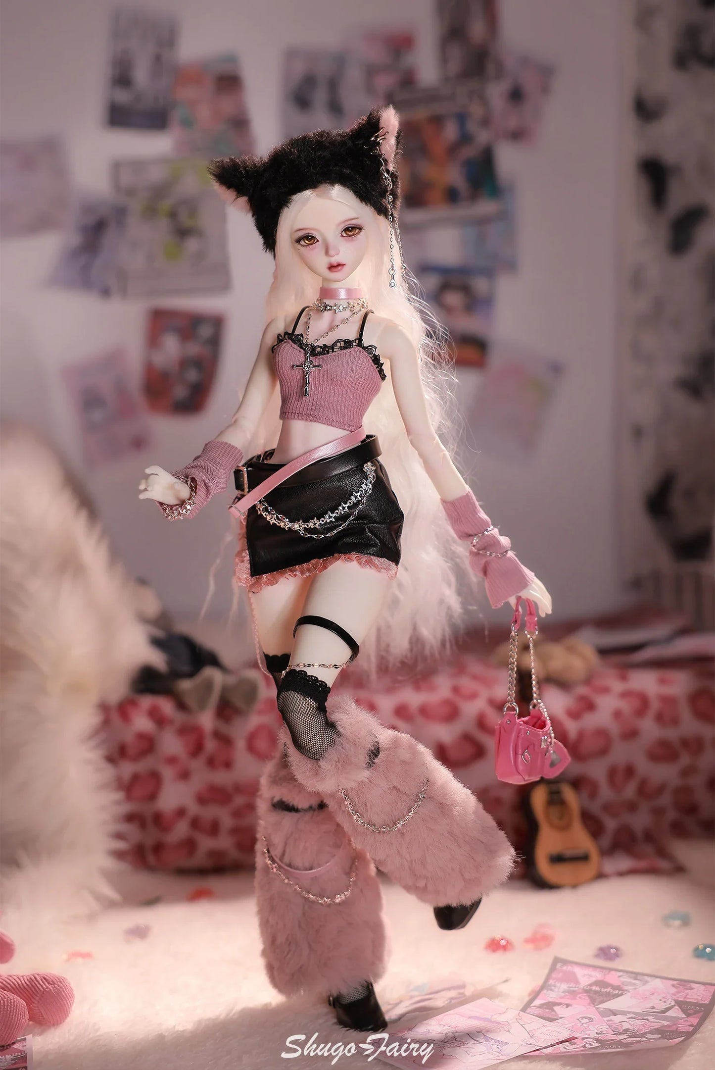 Celia N Y2K Baddie 1/4 BJD Doll – Fullset Pastel Punk Pink Cyber Style, Sweet Honey Girl ShugaFairy Collectible Figure