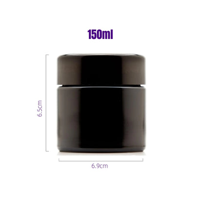 Airtight UV Glass Jar — Smell-Proof 1/2oz-1L Container with 2-Way 62% Humidity Pack to Keep Goods Fresh