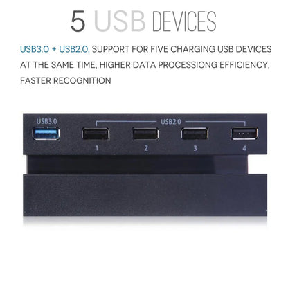 5-Port USB Hub for PS4 Gaming Console – High-Speed USB 3.0 Expansion Adapter (Not for PS4 Slim/Pro)
