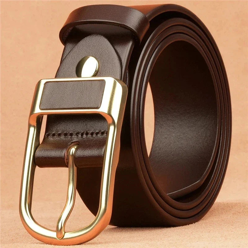 Genuine Leather Men's Belt – High-Quality Buckle, Cowskin Casual & Business Waistband, Fashion Designer 2022 New
