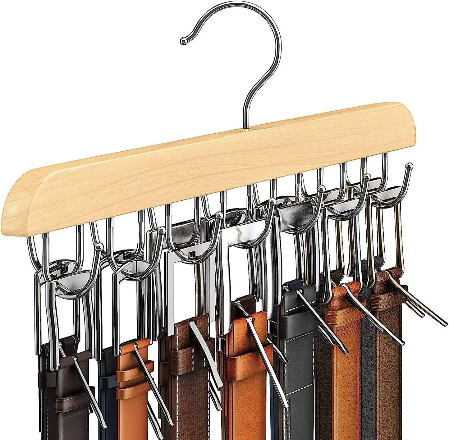 Wooden Belt and Scarf Rack Organizer – Wardrobe Hanger for Belts, Ties, and Accessories, Men’s and Women’s Clothing Storage   2/2