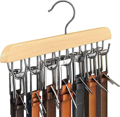 Wooden Belt and Scarf Rack Organizer – Wardrobe Hanger for Belts, Ties, and Accessories, Men’s and Women’s Clothing Storage   2/2