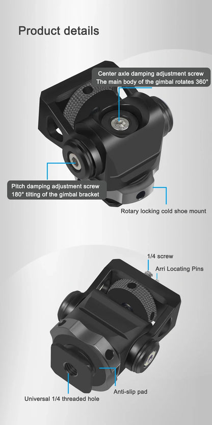 Mini Monitor Mount Holder – Swivel & Tilt Tripod Head with Cold Shoe Adapter for Flash, Microphone, and Fill Light