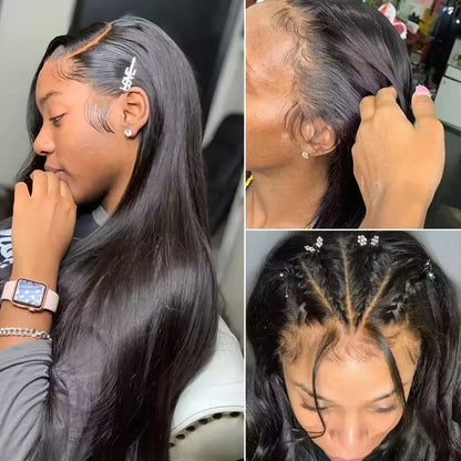 38 Inch 210% Density Bone Straight Lace Front Wig – HD Transparent 13x6 Brazilian Human Hair Wig for Women