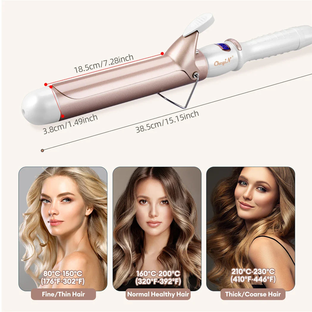 CkeyiN 32mm/38mm Electric Hair Curler – Professional Ceramic Curling Iron with Adjustable Temperature for Women