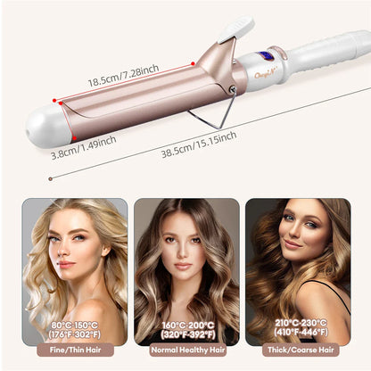 CkeyiN 32mm/38mm Electric Hair Curler – Professional Ceramic Curling Iron with Adjustable Temperature for Women