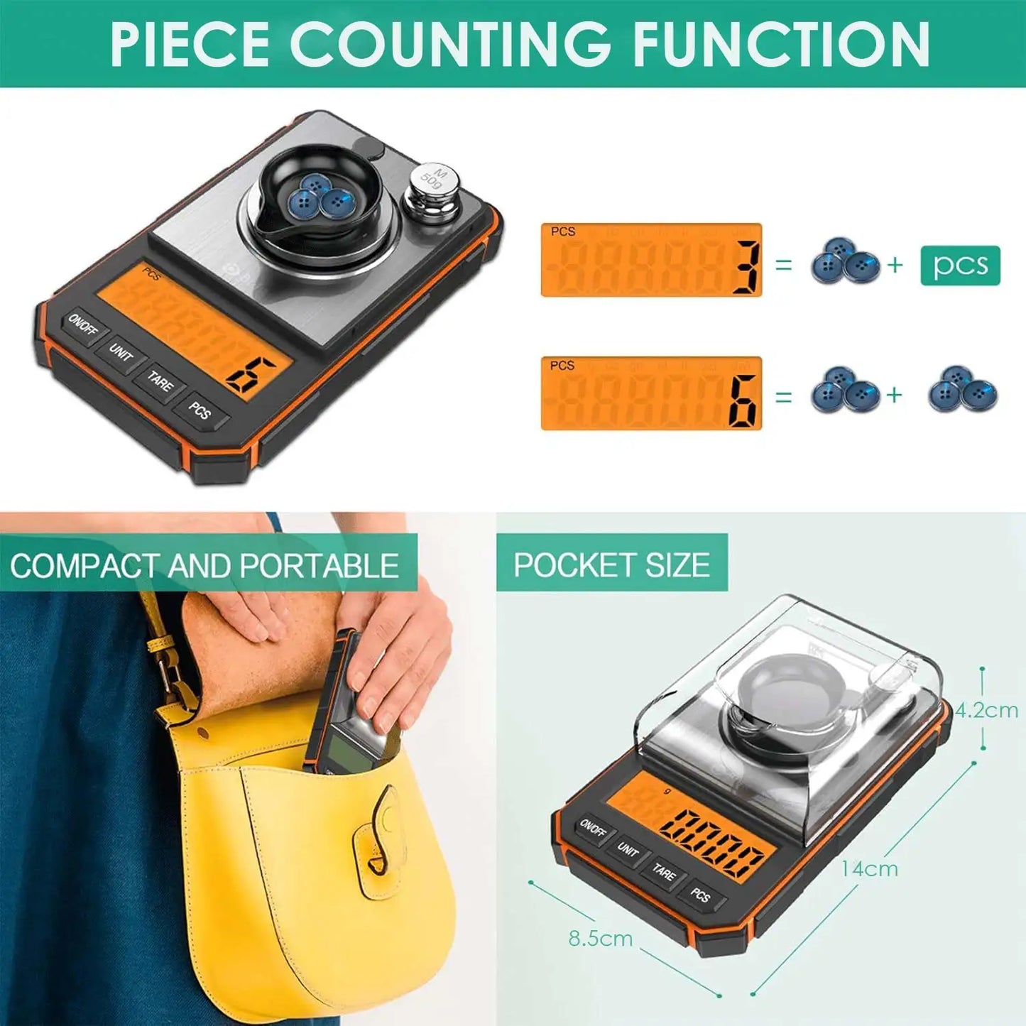 Brifit 0.001g Precision Digital Pocket Scale – 50g Mini Milligram Scale with Calibration Weights